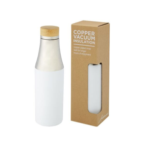 Bouteille en acier inoxydable isolée sous vide en cuivre Hulan de 18,6 oz avec couvercle en bambou